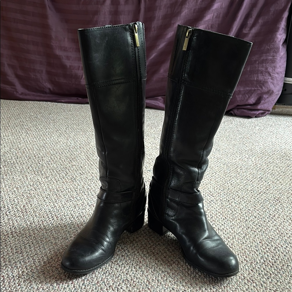 Bandolino Black Heeled Boots with Knee-High Design